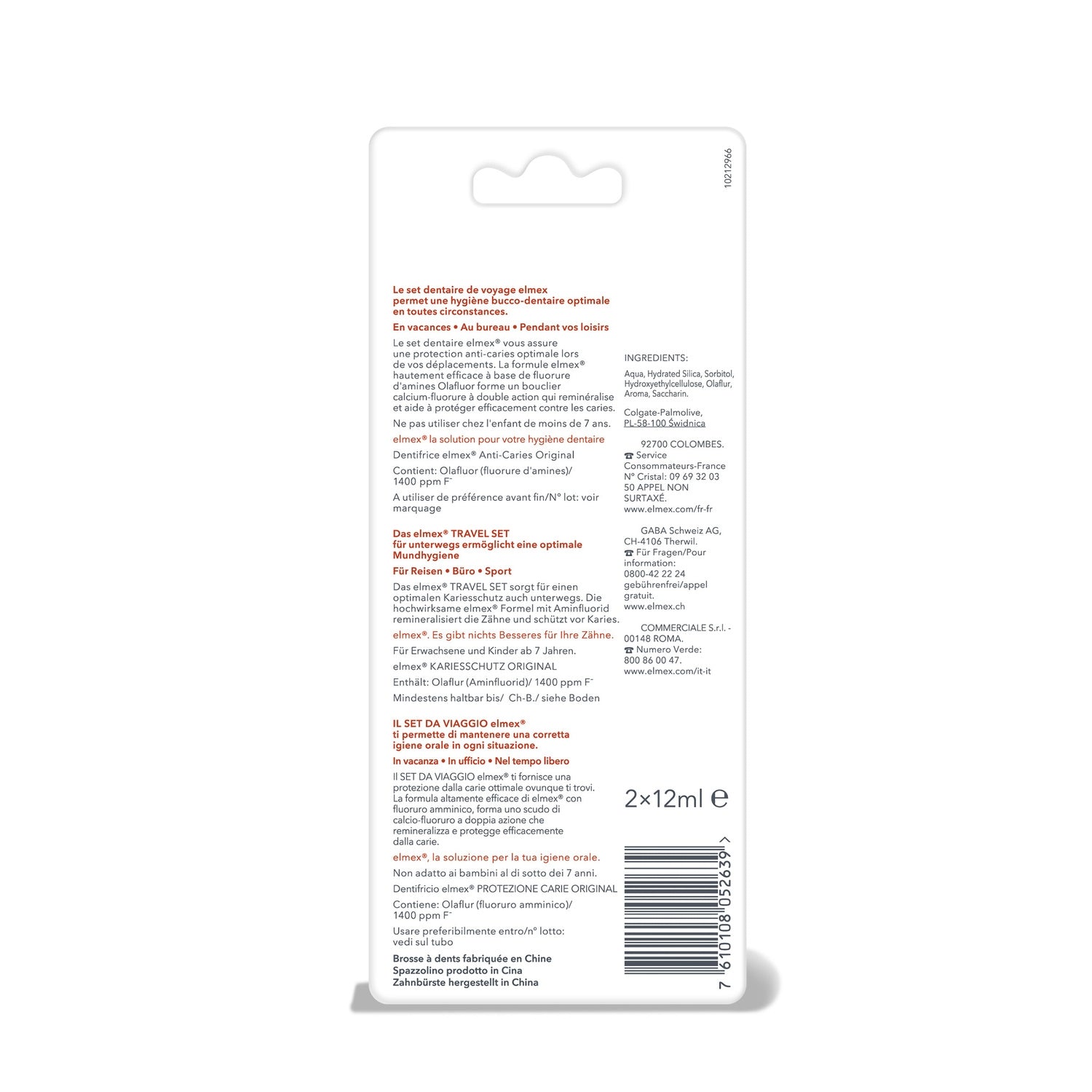 Accessoires de Voyage Anti-caries ELMEX 