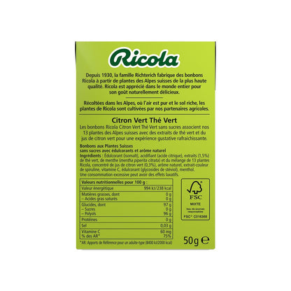 Bonbons Citron Vert, Thé Vert Sans Sucre Ajouté RICOLA