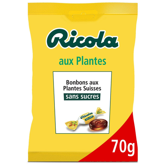 Bonbons aux Plantes Sans Sucres RICOLA le sachet de 70 g
