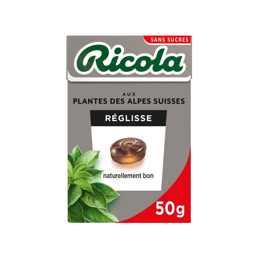 Bonbons Réglisse Sans Sucres RICOLA la boite de 50 g