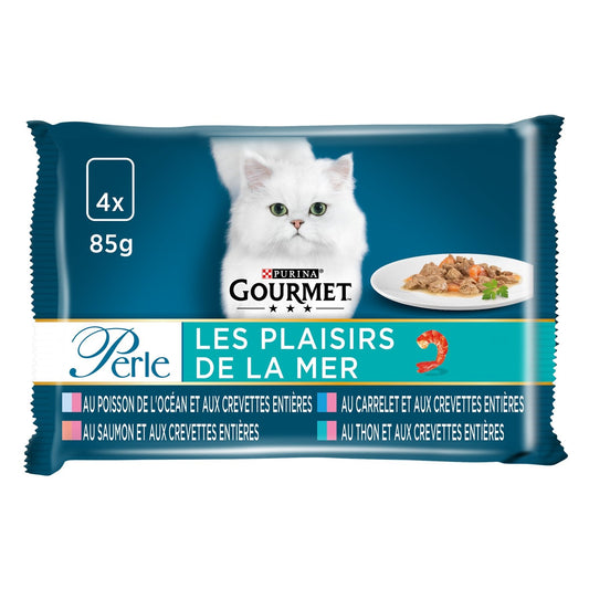Pâtée pour Chat Adulte Effilés Bouchées aux Poissons GOURMET Les 4 sachets de 85g
