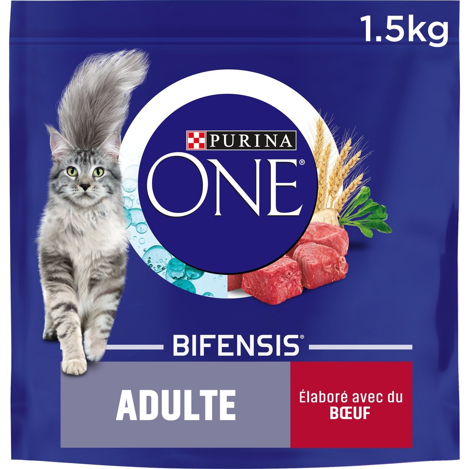 Croquettes pour Chat Adulte Boeuf Bifensis PURINA ONE Le sac d'1,5kg