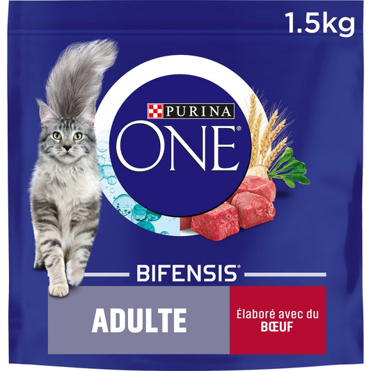 Croquettes pour Chat Adulte Boeuf Bifensis PURINA ONE Le sac d'1,5kg