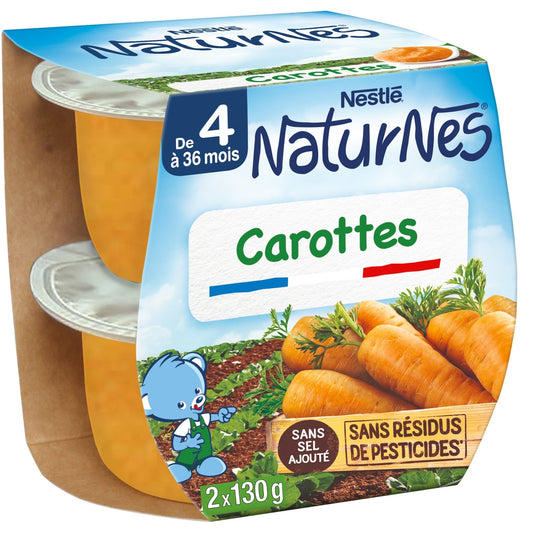Plat Bébé Dès 4 à 6 Mois Carottes Naturnes NESTLE 2 pots de 130 g