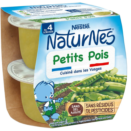 Plat Bébé Dés 4/6 Mois Petits Pois Naturnes NESTLE 2 pots de 130 g