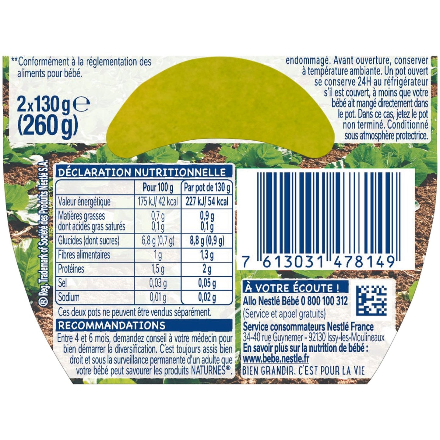 Baby Meal From 4 to 6 Months Spinach Naturnes NESTLE
