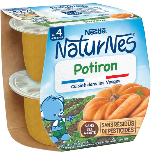 Plat Bébé Dés 4/6 Mois Potiron Naturnes NESTLE 2 pots de 130 g