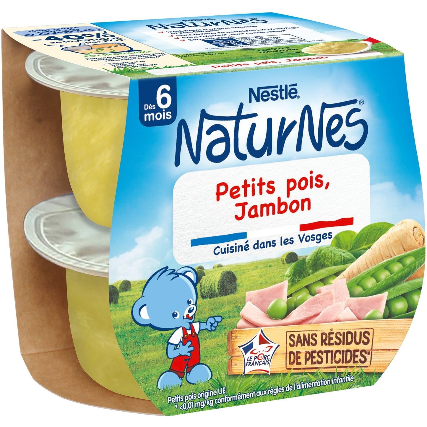 Babygläschen ab 6 Monaten, Erbsen/Schinken NATURNES