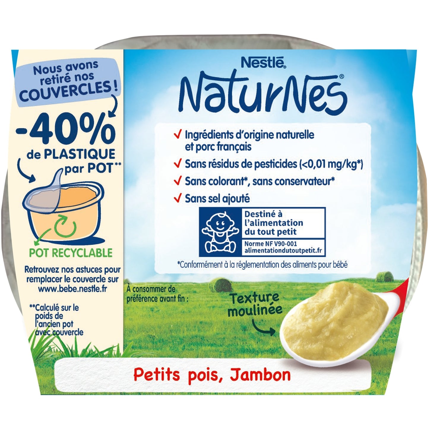 Babygläschen ab 6 Monaten, Erbsen/Schinken NATURNES