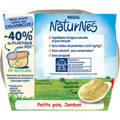 Babygläschen ab 6 Monaten, Erbsen/Schinken NATURNES