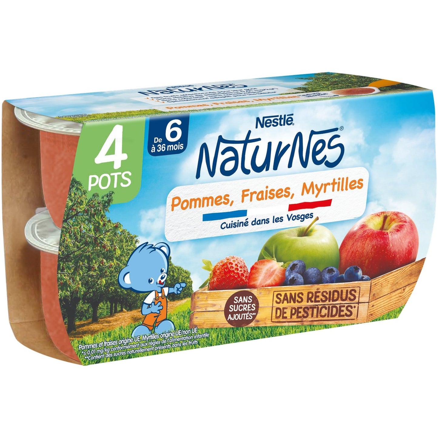 Compotes Bébé Dés 6 Mois, Pommes Fraises Myrtilles NESTLE