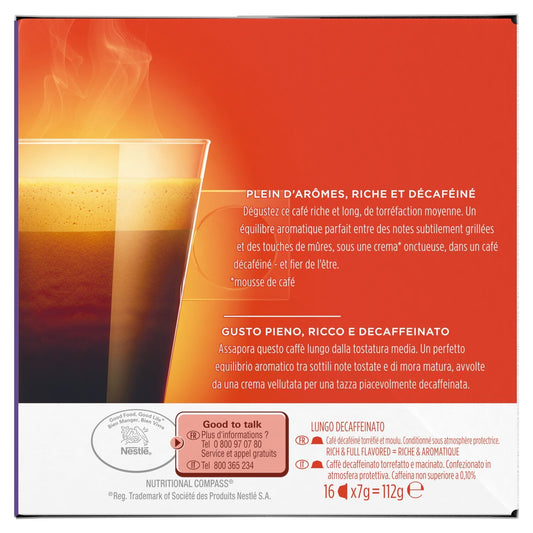 Café Capsules Lungo Décaféiné Intensité 6 NESCAFE DOLCE GUSTO