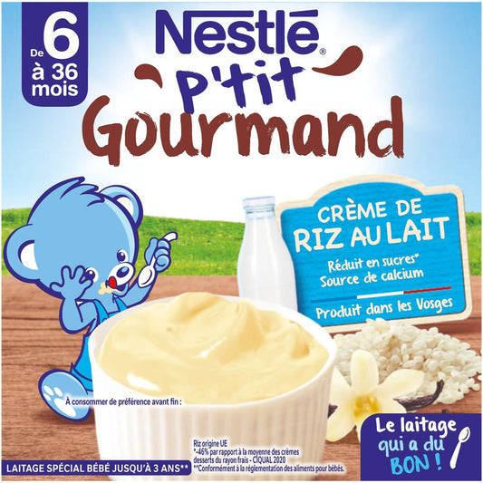 Desserts Bébé 6+ Mois Riz au Lait NESTLE P'TIT GOURMAND