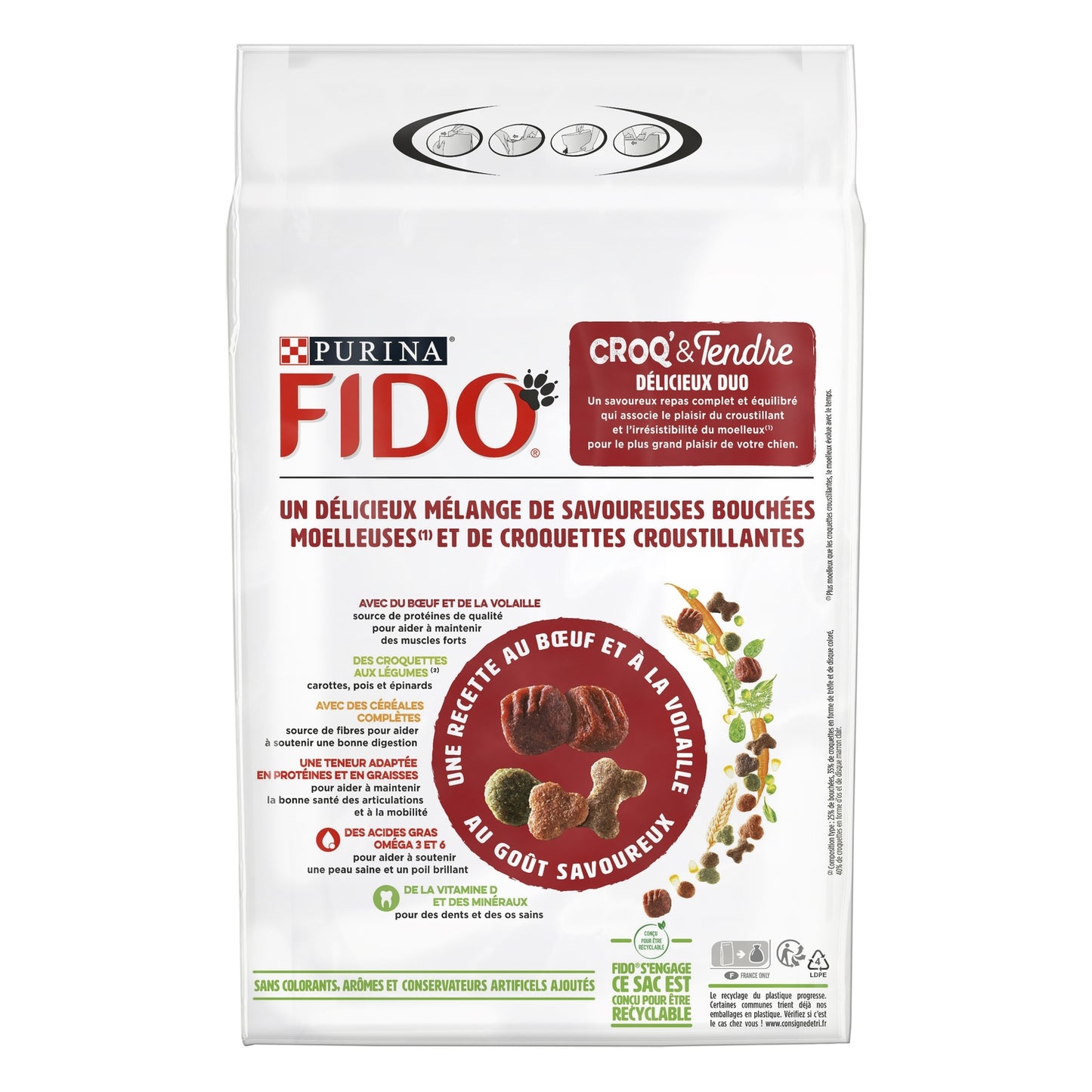 Croquettes pour Chien Adulte Boeuf Volaille Croq' & Tendre FIDO