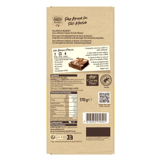 Tablette de Chocolat Praliné NESTLE DESSERT