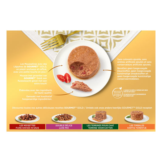 Pâtée pour Chat Adulte en Mousse à la Truite, au Canard, à l'Agneau, au Colin & Légumes PURINA GOURMET