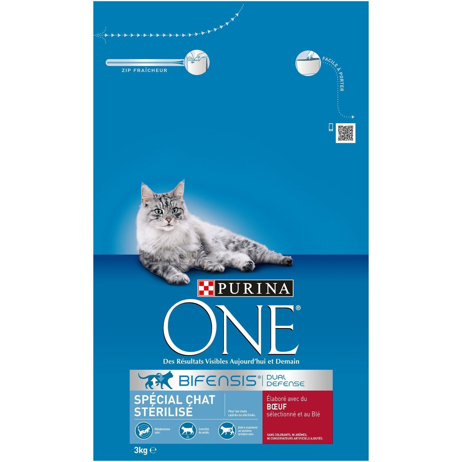 Croquettes pour Chat Adulte Stérilisé Boeuf Bifensis ONE .e sac de 3kg