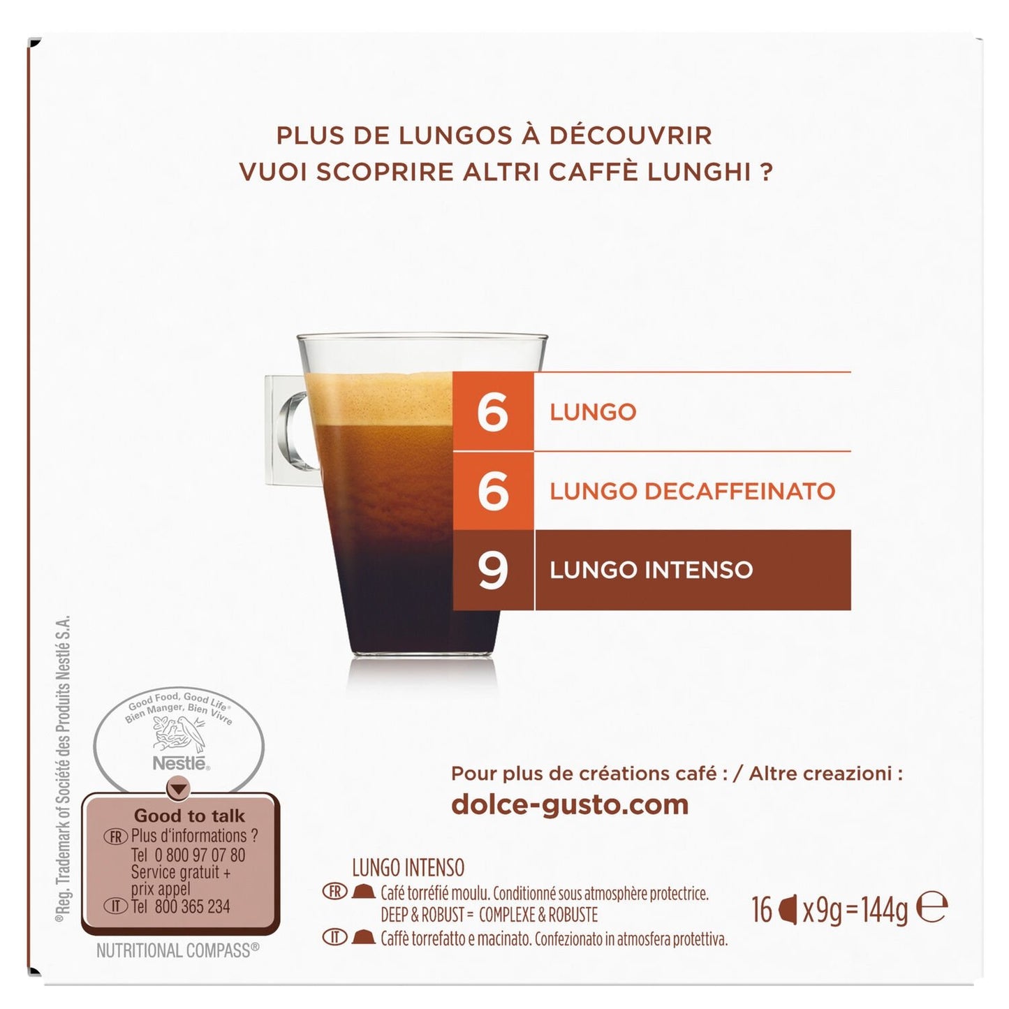 Café Capsules Lungo Intenso Intensité 9 NESCAFE DOLCE GUSTO