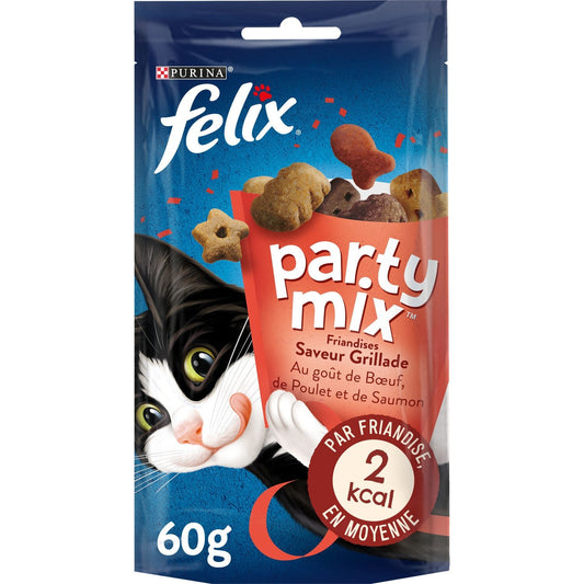 Friandises pour Chat Adulte Boeuf Poulet Saumon Party Mix FELIX le sachet de 60 g