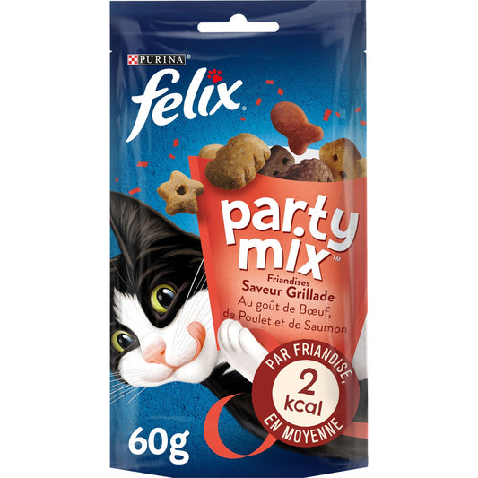 Friandises pour Chat Adulte Boeuf Poulet Saumon Party Mix FELIX le sachet de 60 g