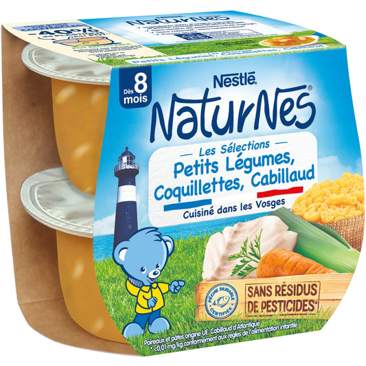 Plat Bébé Légumes Coquillettes Cabillaud NATURNES