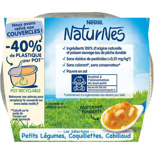 Plat Bébé Légumes Coquillettes Cabillaud NATURNES