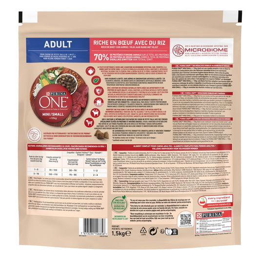 Croquettes pour Chien Adulte Petit <10kg Boeuf Riz PURINA ONE