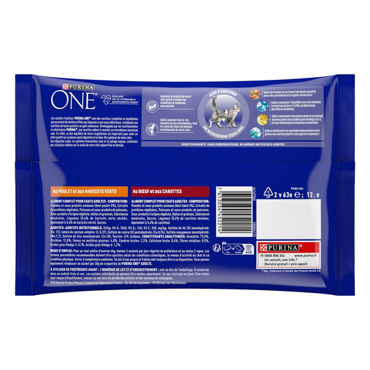 Pâtée pour Chat Adulte Emincés en Sauce Poulet Boeuf PURINA ONE