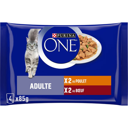 Pâtée pour Chat Adulte Emincés en Sauce Poulet Boeuf PURINA ONE