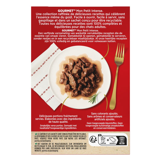 Pâtée pour Chat Adulte en Sauce Boeuf Veau Agneau Mon Petit GOURMET