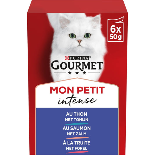 Pâtée pour Chat Adulte en Sauce Thon Saumon Truite Mon Petit Intense GOURMET Les 6 sachets de 50g