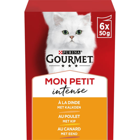 Pâtée pour Chat Adulte en Sauce Poulet Canard Dinde Mon Petit GOURMET Les 6 sachets de 50g