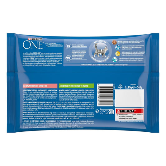 Pâtée pour Chat Adulte Stérilisé Saumon Dinde Légumes One PURINA ONE