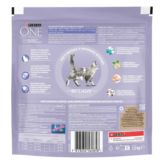 Croquettes pour Chat Adulte Spécial Pelage et Boules de Poils Poulet Bifensis PURINA ONE