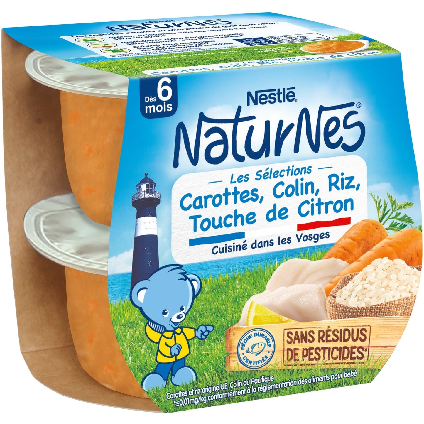 Plat Bébé Dès 6 Mois, Carottes Merlu Riz NATURNES