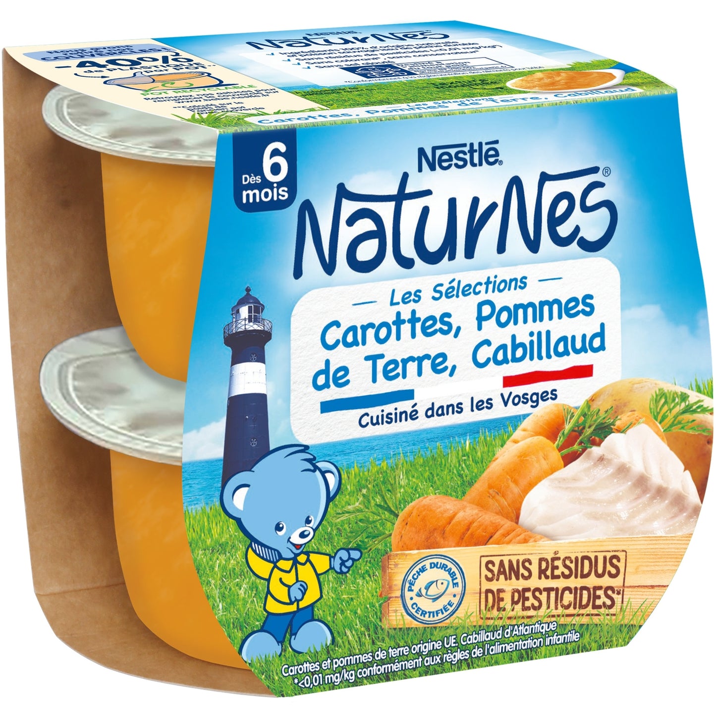 Plat Bébé Dès 6 Mois, Carottes Pdt Cabillaud NATURNES