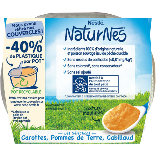 Plat Bébé Dès 6 Mois, Carottes Pdt Cabillaud NATURNES
