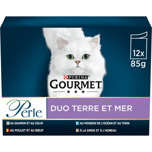 Pâtée pour Chat Adulte en Sauce Terre Mer Duo GOURMET Les 12 sachets de 85g