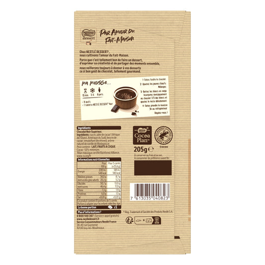 Tablette de Chocolat Noir Dessert NESTLE