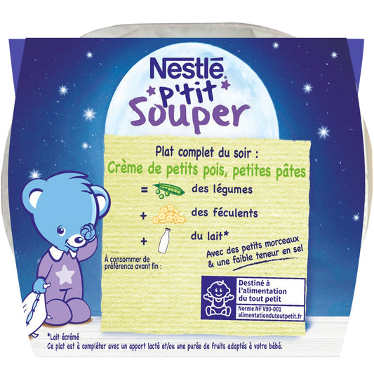 Plat Bébé du Soir Dès 12 Mois Petits Pois Pâtes P'tit Souper NESTLE
