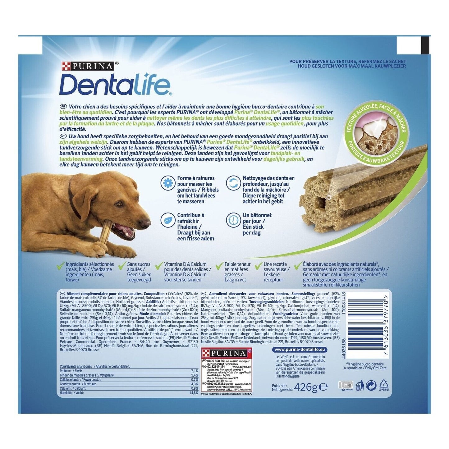 Friandises à Mâcher pour Chien Grand +25kg Hygiène Bucco Dentaire DENTALIFE