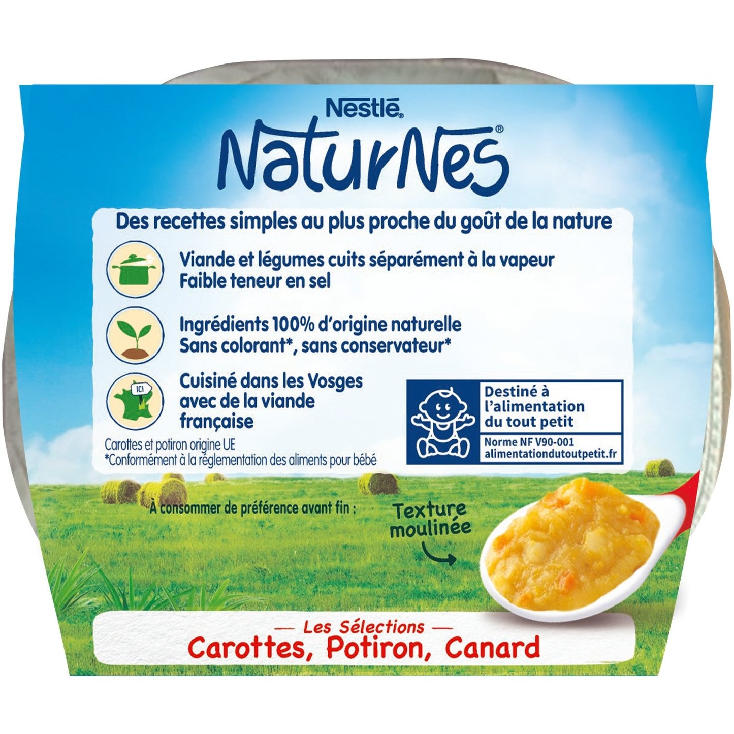 Plat Bébé Dès 8 Mois, Carottes Potiron Canard Naturnes NESTLE
