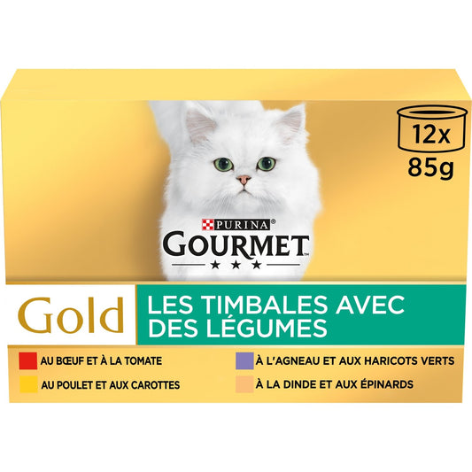 Pâtée pour Chat Adulte Viande Légume Timbale Gold GOURMET Le 12 boîtes de 85g