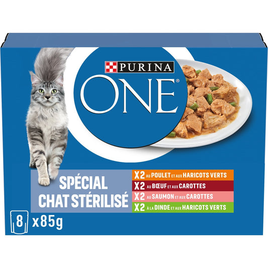 Pâtée pour Chat Adulte Stérilisé Poulet Boeuf Saumon Dinde Légume PURINA ONE
