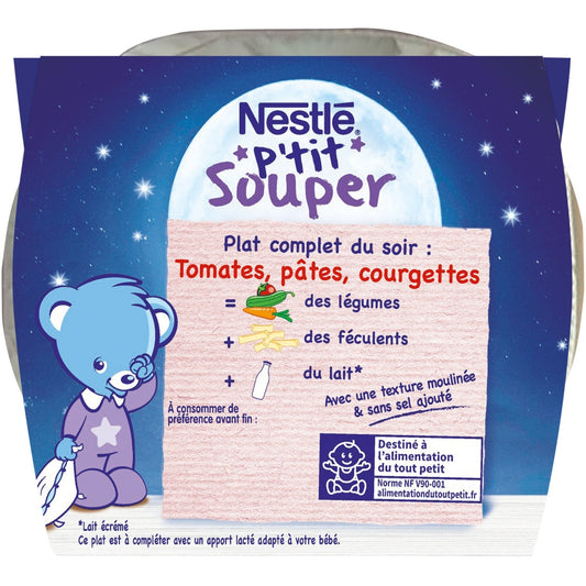 [ANTI-GASPILLAGE] Plat Bébé du Soir Dès 6 Mois Tomates Pâtes P'tit Souper NESTLE - Date de durabilité minimale : 04/2025