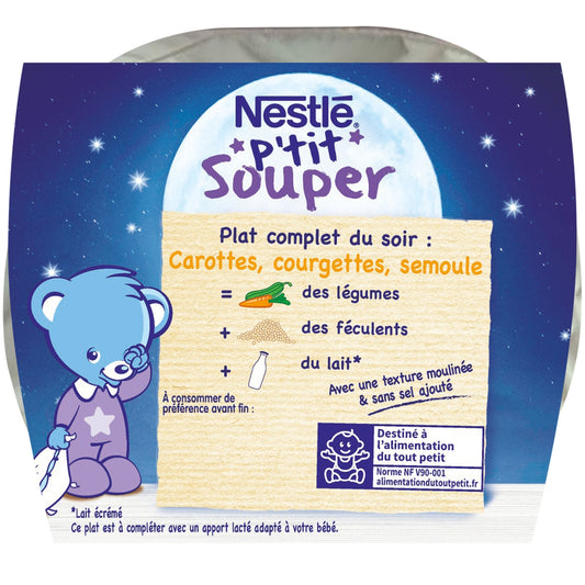 Plat Bébé 6+ Mois Carottes Courgettes NESTLE P'TIT SOUPER