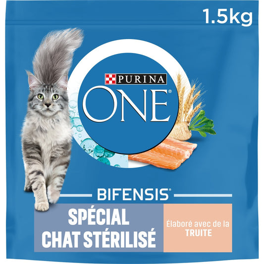 Croquettes pour Chat Adulte Stérilisé Truite Bifensis PURINA ONE Le sac d'1,5kg