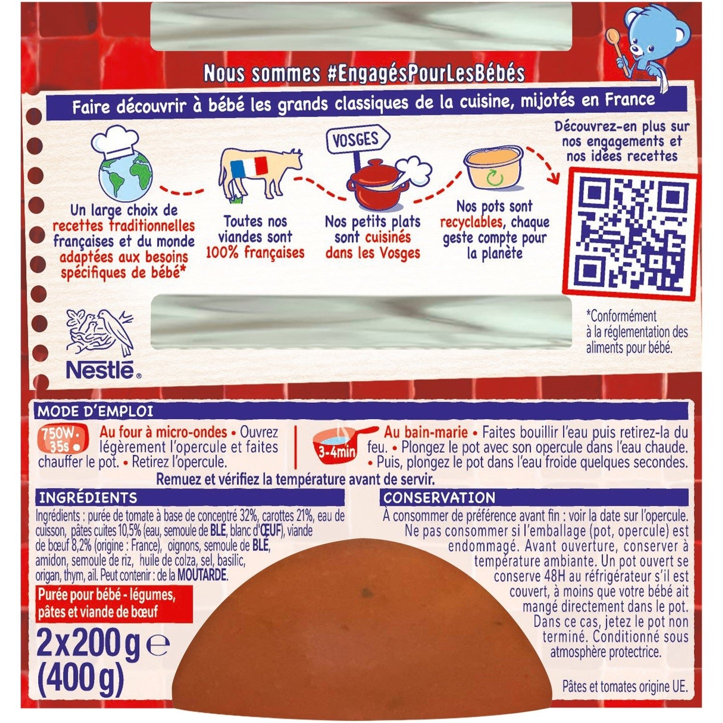 Plat Bébé Dès 8 Mois Spaghetti Bolognaise P'tite Recette NESTLE