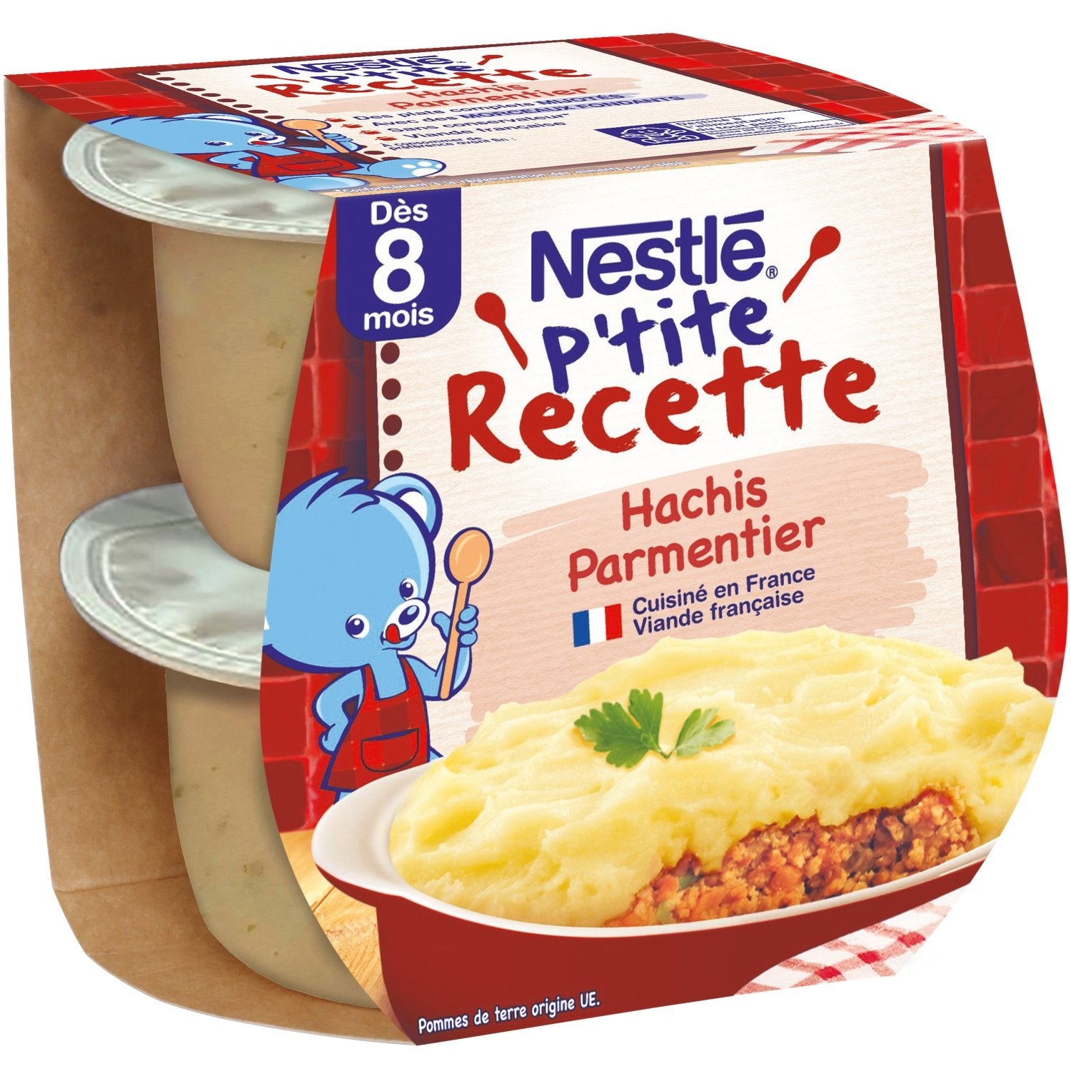 Plat Bébé Dès 8 Mois Hachis Parmentier P'tite Recette NESTLE 2 bols de 200 g