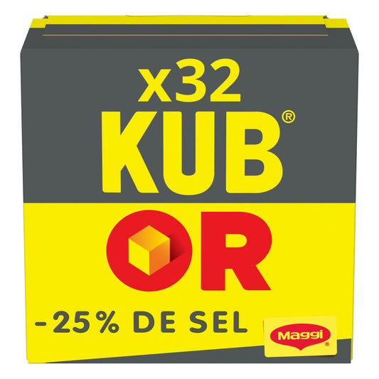 Bouillon en Cubes 25% de Sel KUB OR la boite de 32 cubes - 121,6 g